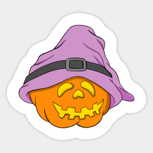 Slouchy Hat Halloween Pumpkin Pink Version Sticker